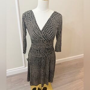 London Times Black and Tan Midi Dress